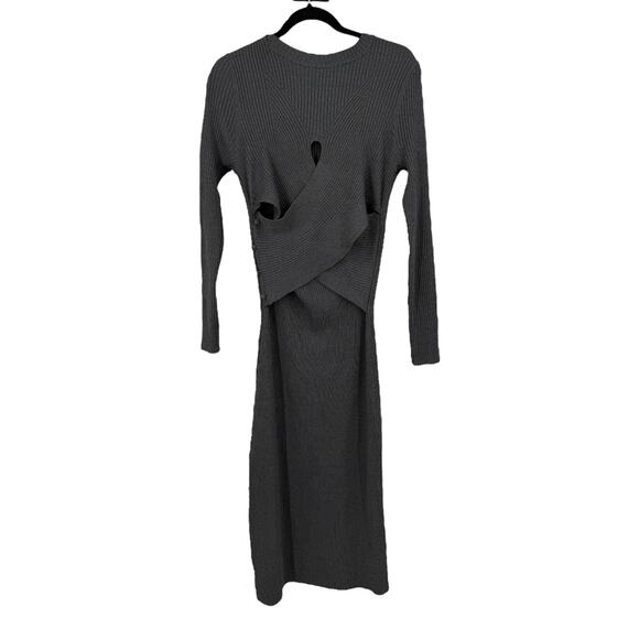 Astr the Label cutout long sleeve ribbed midi sweater dress gray size X-Large XL - Picture 1 of 7